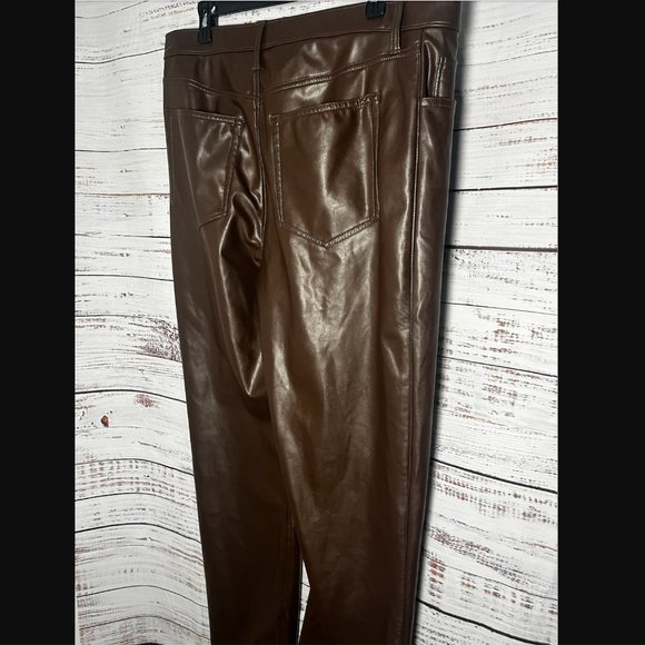 Abercrombie & Fitch Vegan Leather '90s Straight Pants β Dark Brown β 33 Long - Picture 4 of 5
